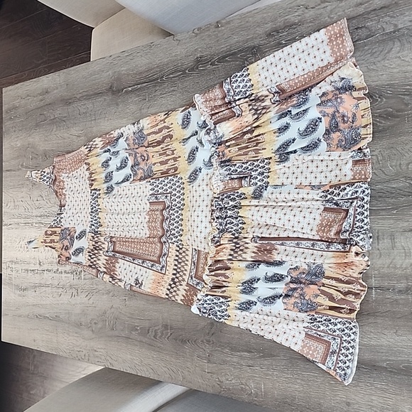 NEW! TRIBAL JEANS Border Sleeveless Tiered Patchwork Print Maxi Dress XS - Picture 2 of 8